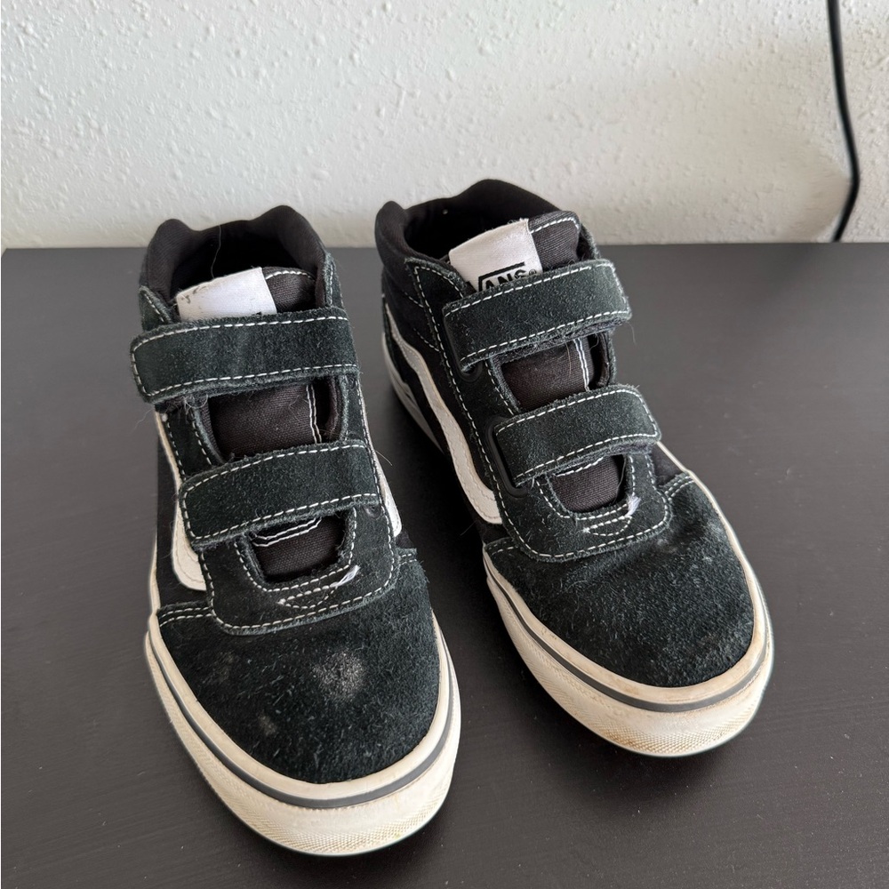 Vans Kids Black and White Velcro Sneakers